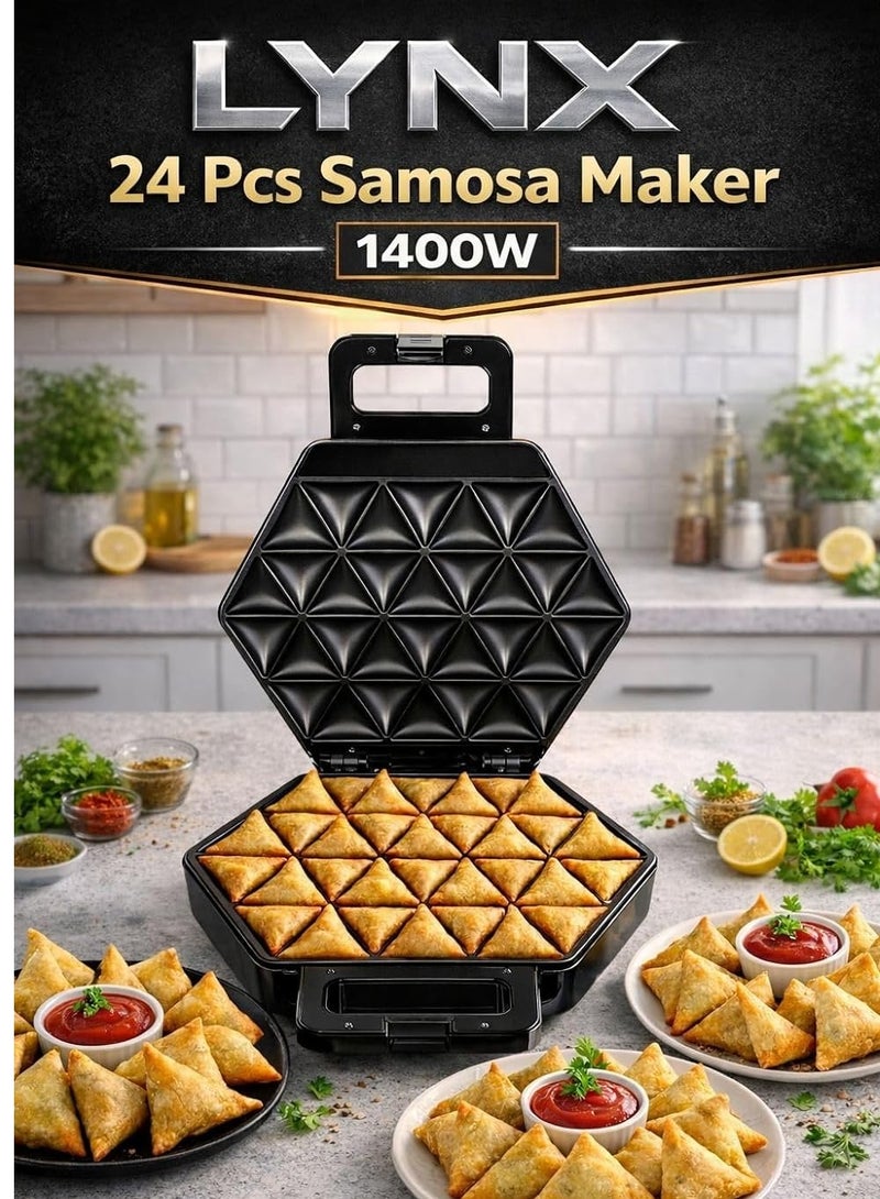 LYNX Electric Samosa Maker 24pcs Non-Stick Plate Thermostatic Control Dual Indicator Lights 1400W Fast Heating Snack Maker 220-240V – LY-SM-4079 - Image 4